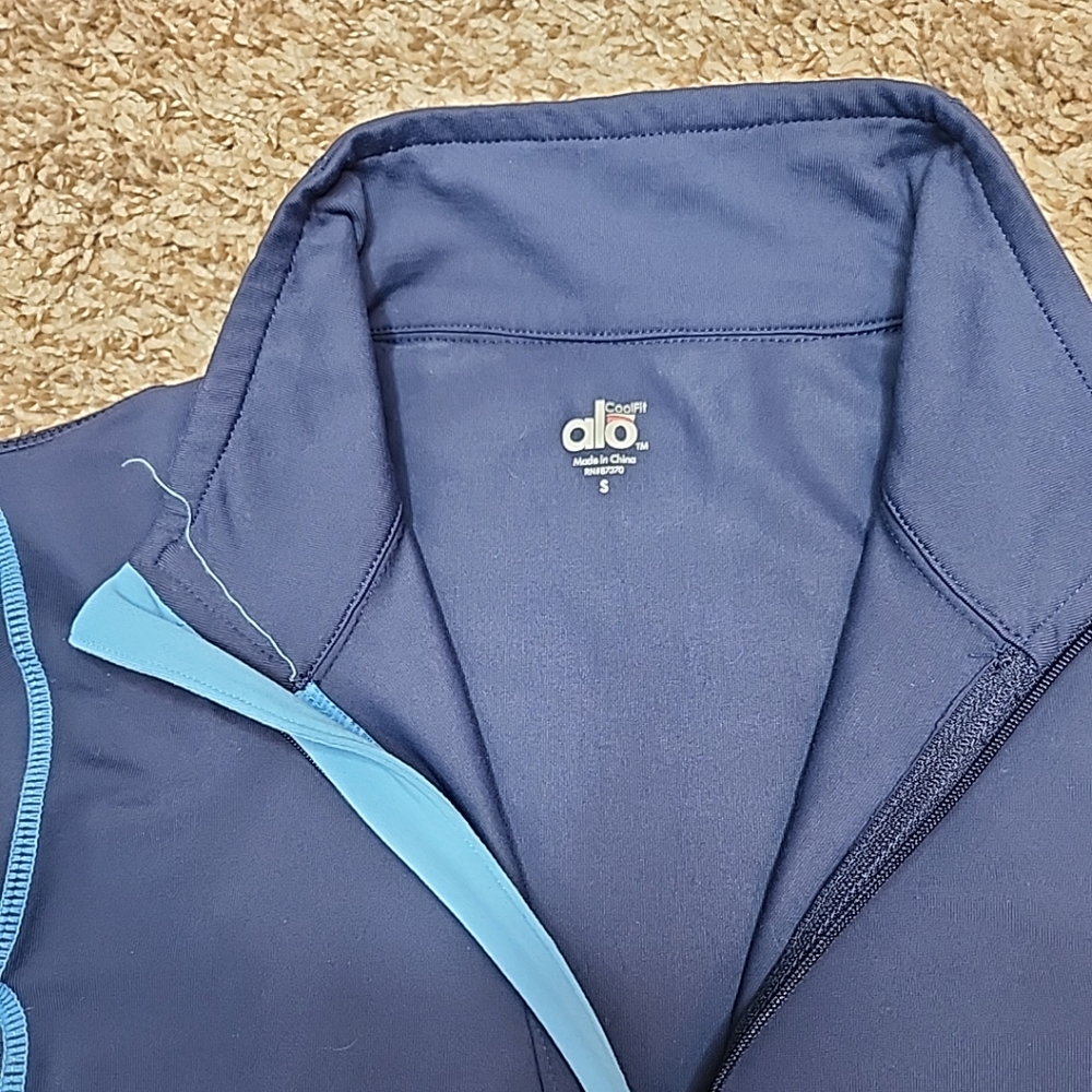 alo COOL FIT   Blue 1/4 Zip Women's Long Sleeve,ACTIVEWEAR Shirt SZ Small - Picture 4 of 9